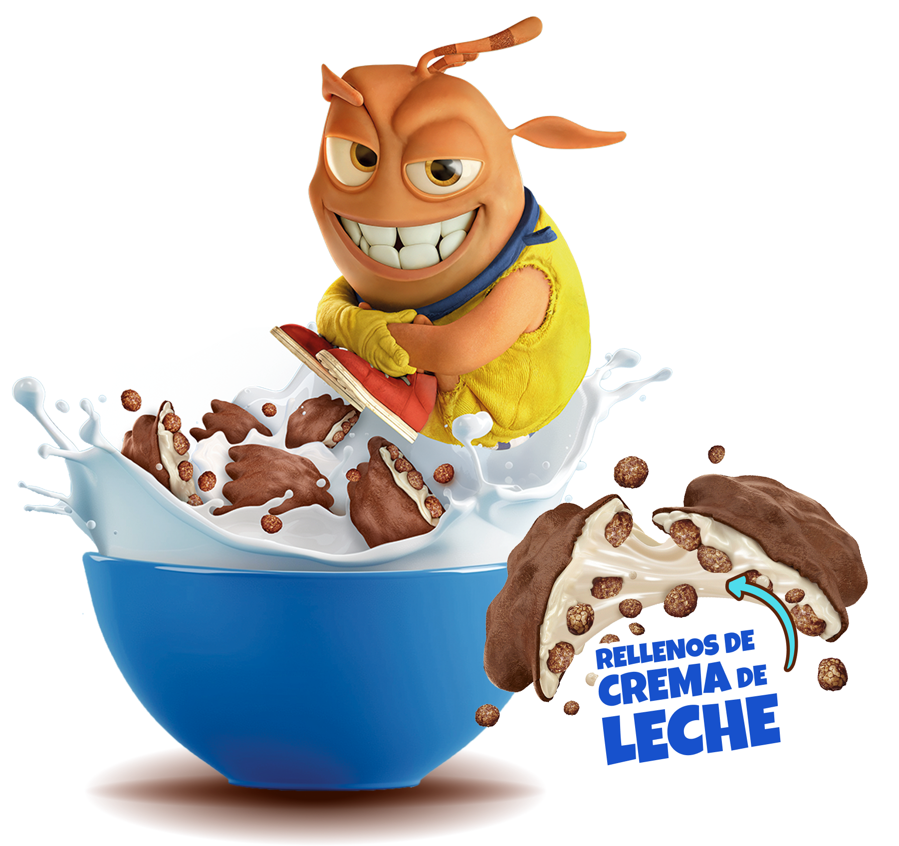 Fleky saltando a un bol de leche